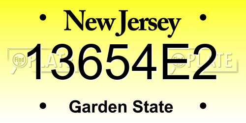 13654E2 New Jersey License Plate