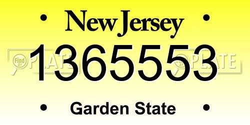 1365553 New Jersey License Plate