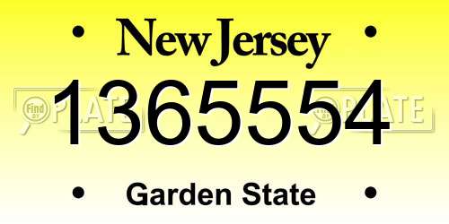 1365554 New Jersey License Plate