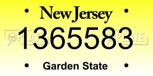1365583 New Jersey License Plate