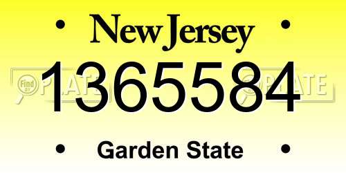 1365584 New Jersey License Plate