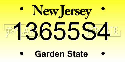 13655S4 New Jersey License Plate
