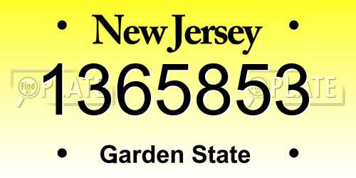 1365853 New Jersey License Plate