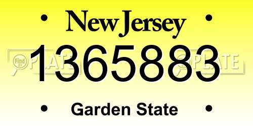 1365883 New Jersey License Plate