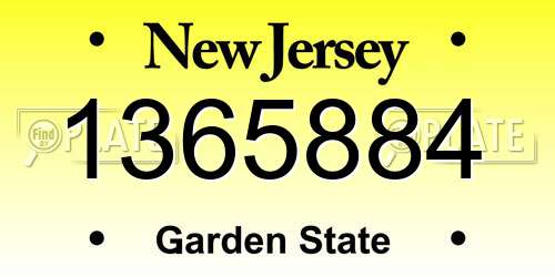 1365884 New Jersey License Plate