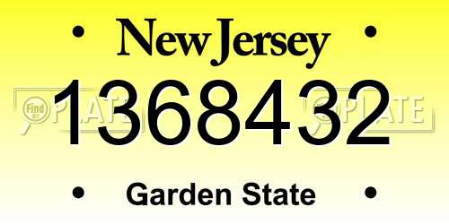 1368432 New Jersey License Plate