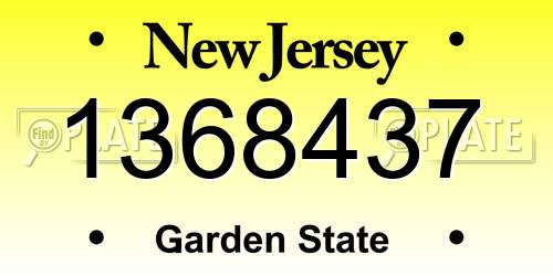1368437 New Jersey License Plate