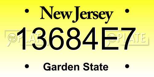 13684E7 New Jersey License Plate