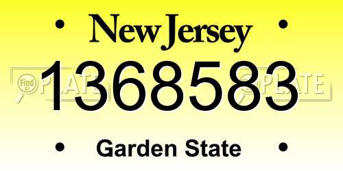 1368583 New Jersey License Plate