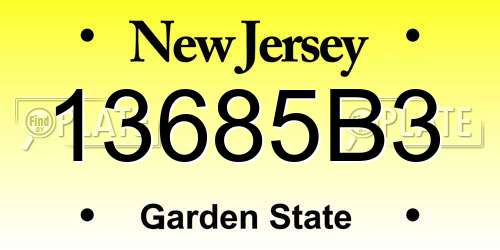 13685B3 New Jersey License Plate