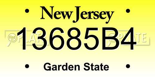13685B4 New Jersey License Plate