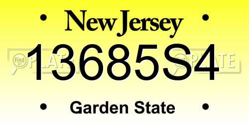 13685S4 New Jersey License Plate