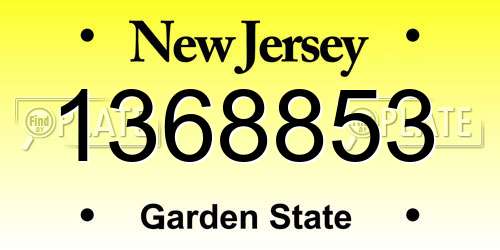 1368853 New Jersey License Plate
