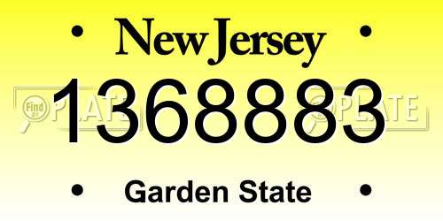1368883 New Jersey License Plate