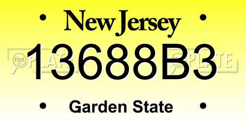 13688B3 New Jersey License Plate