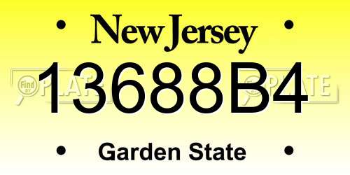13688B4 New Jersey License Plate