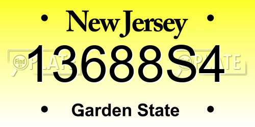 13688S4 New Jersey License Plate