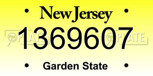 1369607 New Jersey License Plate