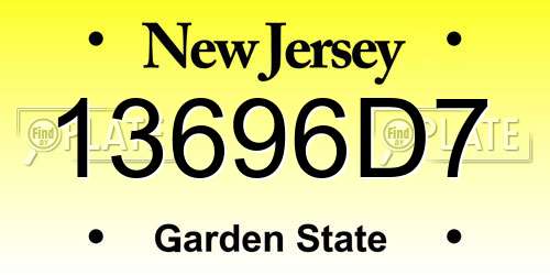 13696D7 New Jersey License Plate