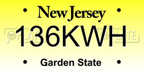 136KWH New Jersey License Plate