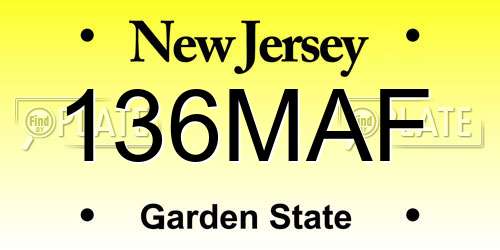 136MAF New Jersey License Plate