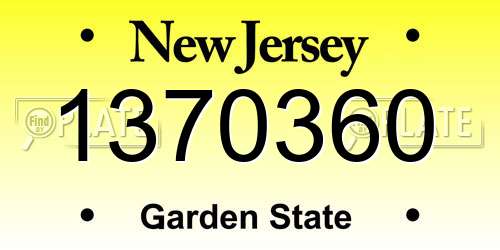 1370360 New Jersey License Plate
