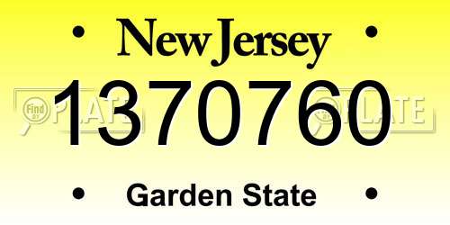 1370760 New Jersey License Plate