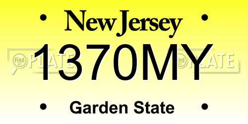 1370MY New Jersey License Plate