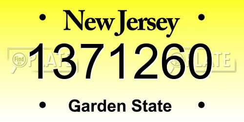1371260 New Jersey License Plate
