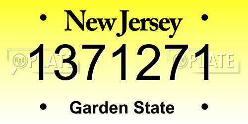 1371271 New Jersey License Plate