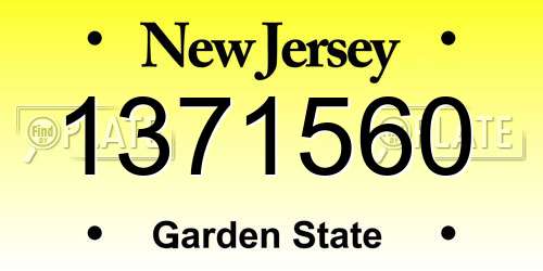 1371560 New Jersey License Plate