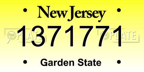 1371771 New Jersey License Plate