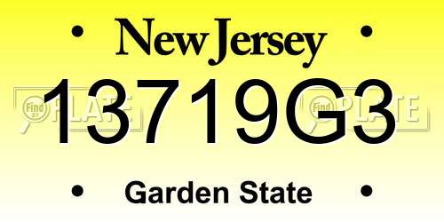 13719G3 New Jersey License Plate