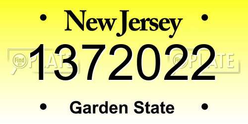 1372022 New Jersey License Plate