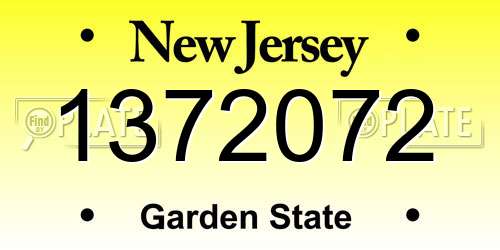 1372072 New Jersey License Plate