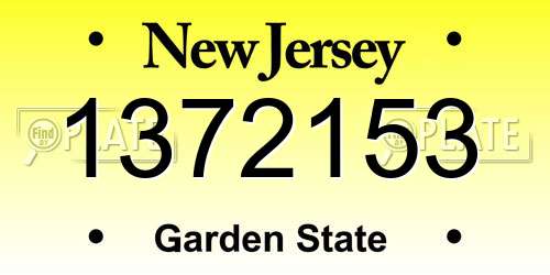 1372153 New Jersey License Plate