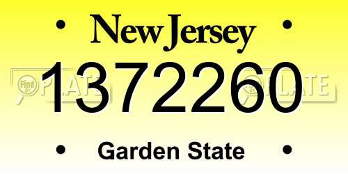 1372260 New Jersey License Plate