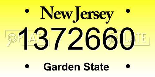 1372660 New Jersey License Plate