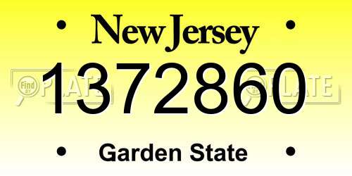 1372860 New Jersey License Plate