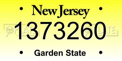 1373260 New Jersey License Plate