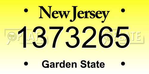 1373265 New Jersey License Plate
