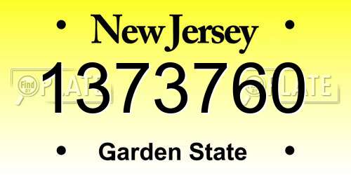 1373760 New Jersey License Plate