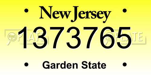 1373765 New Jersey License Plate