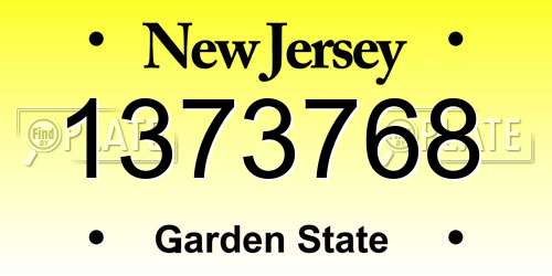 1373768 New Jersey License Plate