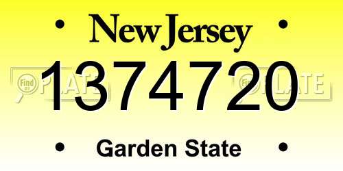 1374720 New Jersey License Plate