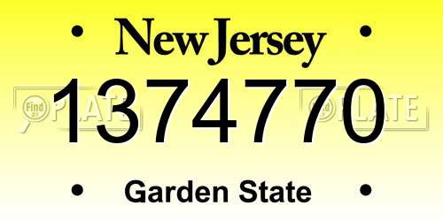1374770 New Jersey License Plate