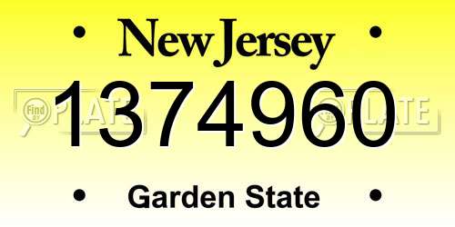 1374960 New Jersey License Plate