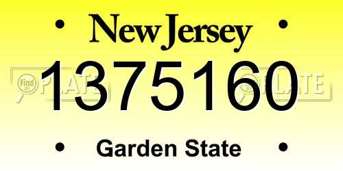 1375160 New Jersey License Plate
