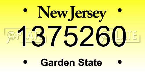 1375260 New Jersey License Plate