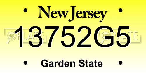 13752G5 New Jersey License Plate